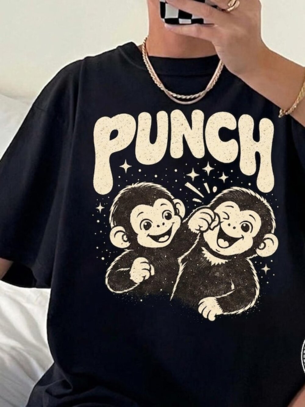 Monkey Punch Shirt, Cute Baby Monkey Graphic Funny Tee